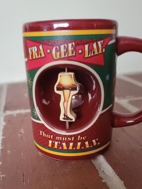 A Christmas Story 'Fra-Gee-Lay' Leg Lamp Spinner Mug - Red & Green